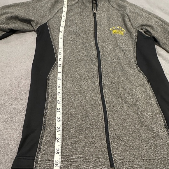 US Army Full Zip Unisex Under Armour Jacket. Gray And Black. Mock Collar. Small. - Picture 6 of 12